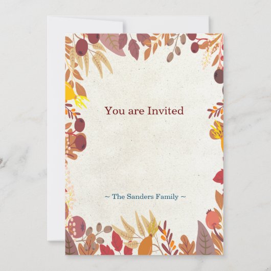 秋ビベスサンクスギビングディナーカスタム 招待状 (裏面)