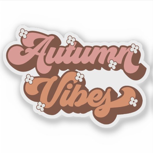 秋ビベスレトロ文字と優美な花 シール (正面)
