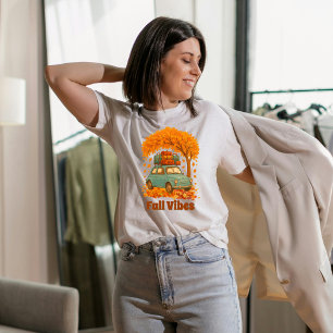 秋ビベスレトロ車紅葉 トライブレンドTシャツ