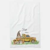 秋ビベヒョウ格言ヒマワリーイエローピックアップ キッチンタオル (縦)