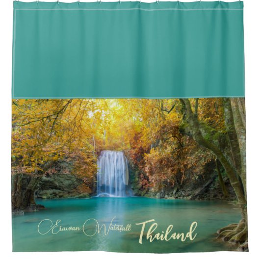 秋ビューオブエラワンウォーターフォールタイ シャワーカーテン (正面)