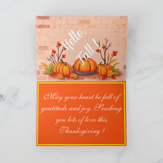 秋ビューティフル人気があるハッピーサンクスギビング カード (内部)