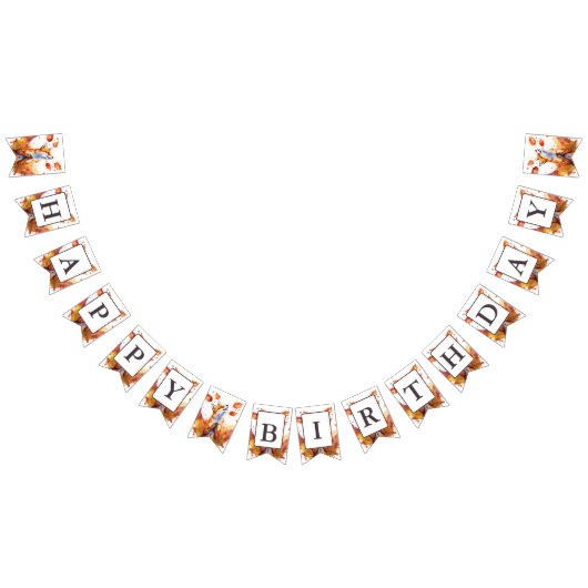 秋ビーズウォーターカラーキツネ-誕生日 バンティングフラッグ (全)