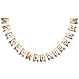 秋ビーズウォーターカラーディアー – 誕生日 バンティングフラッグ