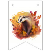 秋ビーズウォーターカラーバッジャー – 誕生日 バンティングフラッグ (第1の旗)