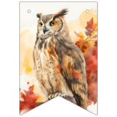 秋ビーズウォーターカラーフクロウ – 誕生日 バンティングフラッグ (第1の旗)