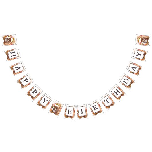 秋ビーズウォーターカラーヘッジホッグ – 誕生日 バンティングフラッグ (全)