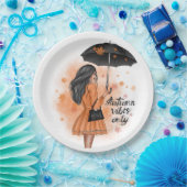 秋ビーズオンリー秋ファッションガール ペーパープレート (パーティー)