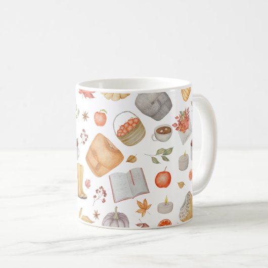 秋ビーズオータムデコールサンクスギビングパーソナライズされた コーヒーマグカップ (正面右)