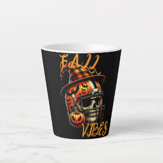 秋ビーズサッカースカル – ハロウィンマグ カフェラテマグ