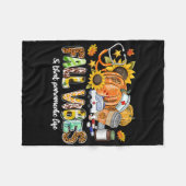 秋ビーブアンドザーズ救急医療隊員ライフパンプキンヒョウ フリースブランケット (正面(横))