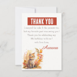 秋ビーブスウォーターカラーキッテン – 誕生日 サンキューカード