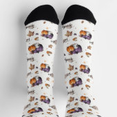 秋ビーブスシームレスパターン ソックス (上部)