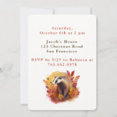 秋ビーブスバッジャー – 誕生日招待状カード 招待状 (裏面)