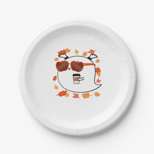 秋ビーブズキュート幽霊クラシックTシャツ ペーパープレート (正面)