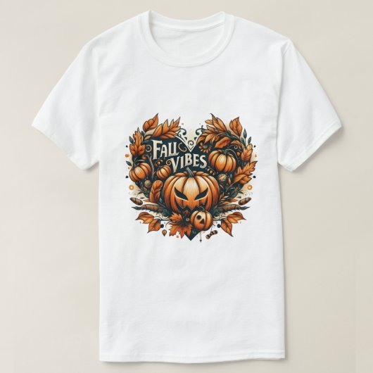 秋ビーブハロウィーンパンプキンデザインTシャツ Tシャツ (デザイン正面)