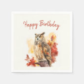 秋ビーブフクロウ – 誕生日 スタンダードカクテルナプキン (正面)