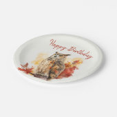 秋ビーブフクロウ – 誕生日 ペーパープレート (アングル)