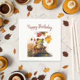 秋ビーブフロッグ – 誕生日 スタンダードカクテルナプキン