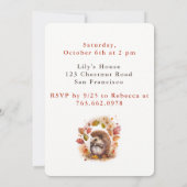 秋ビーブヘッジホッグ – 誕生日招待状カード 招待状 (裏面)