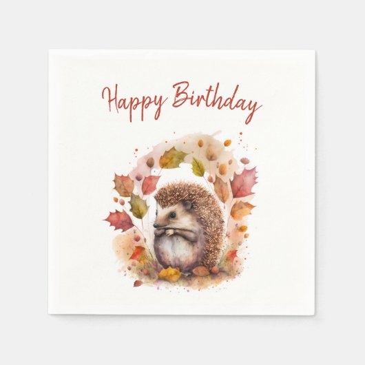 秋ビーブヘッジホッグ – 誕生日 スタンダードカクテルナプキン (正面)