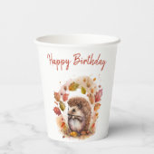 秋ビーブヘッジホッグ – 誕生日 紙コップ (裏面)