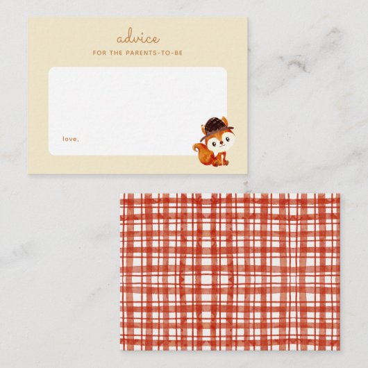秋ピクニックキツネベビーシャワー子育てアドバイス ノートカード (正面/裏面)