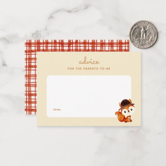 秋ピクニックキツネベビーシャワー子育てアドバイス ノートカード (正面/裏面インサイチュ)