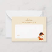 秋ピクニックキツネベビーシャワー子育てアドバイス ノートカード (正面)