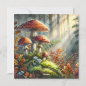 秋ピクニックナショナルマッシュルームデイお祝い シーズンカード (裏面)