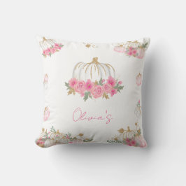 秋ピンクと金ゴールドカボチャフローラ装飾品 クッション