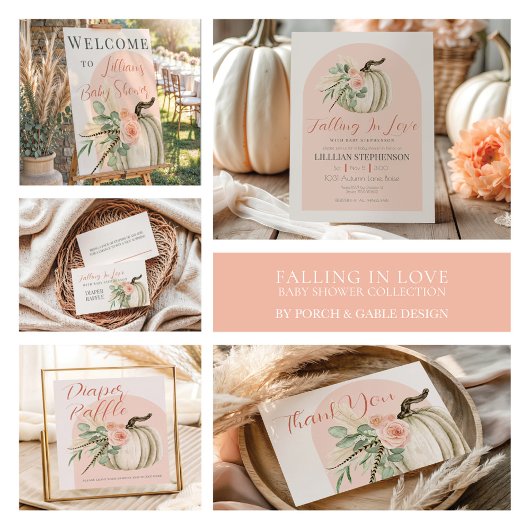 秋ピンクと錆の水の色かぼちゃの好意テーブル ポスター