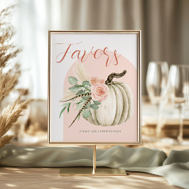 秋ピンクと錆の水の色かぼちゃの好意テーブル ポスター