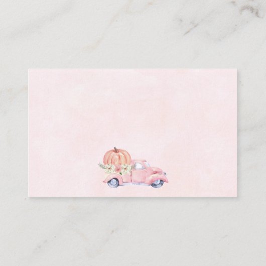 秋ピンクのトラック予約の要求エンクロージャカード 名刺 (裏面)