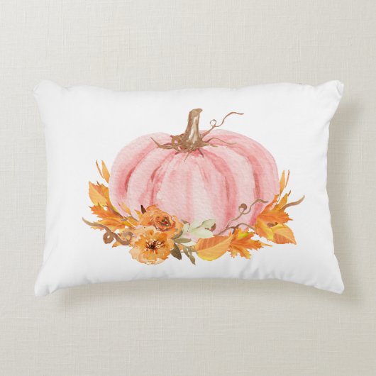 秋ピンクカボチャとレインボーズアクセントピロー アクセントクッション (正面)