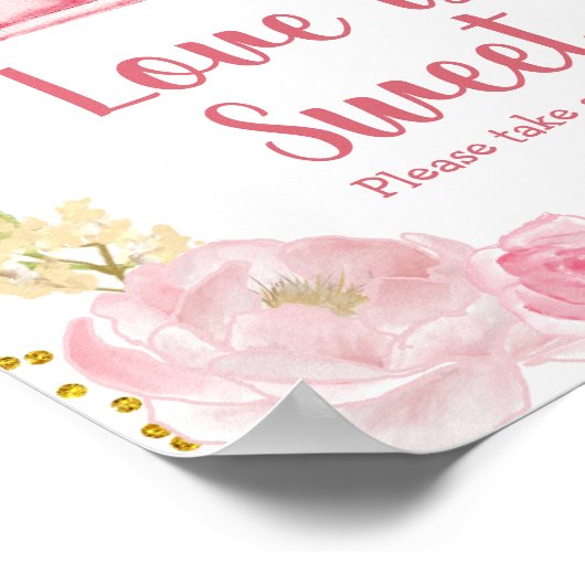 秋ピンクカボチャのトラックの愛は甘いサイン ポスター (角)