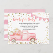 秋ピンクカボチャのトラックブックベビーカード インビテーションポストカード (正面/裏面)