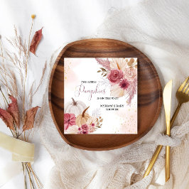 秋ピンクカボチャフローラガールベビーシャワー スタンダードカクテルナプキン