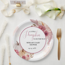 秋ピンクカボチャフローラガールベビーシャワー