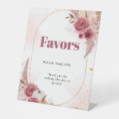 秋ピンクカボチャ女の子の赤ちゃんシャワー好意サイン 台座サイン (正面)