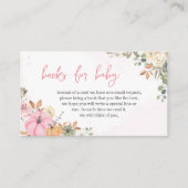 秋ピンクカボチャ赤ちゃんシャワーブックベビー エンクロージャーカード (正面)