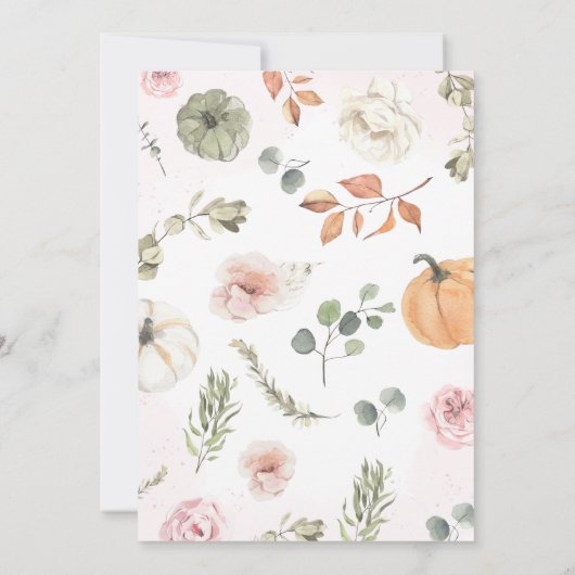 秋ピンクカボチャ赤ちゃんシャワー 招待状 (裏面)