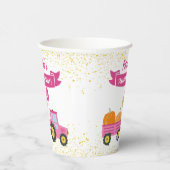 秋ピンクトラクターパンプキンオータムバースデーパーティー 紙コップ (右)