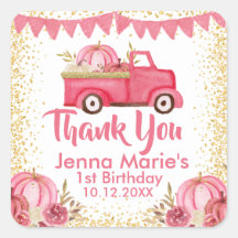 秋ピンクトラックカボチャ1歳の誕生日