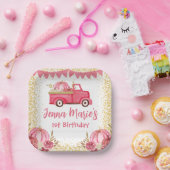 秋ピンクトラックカボチャ1歳の誕生日 ペーパープレート (パーティー)