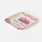 秋ピンクトラックカボチャ1歳の誕生日 ペーパープレート (傾斜あり)