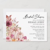 秋ピンクバーガンディパンプキンブライダルシャワーインビタット 招待状 (正面)