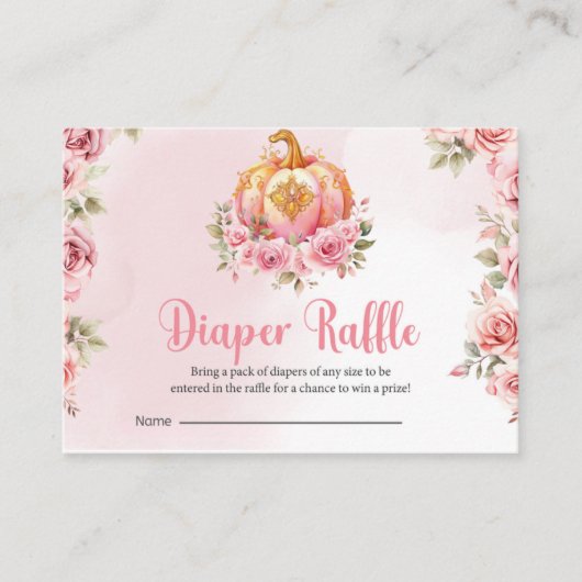 秋ピンクパンプキンガールベビーおむつラッフルカード 名刺 (正面)