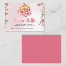 秋ピンクパンプキンガールベビーおむつラッフルカード 名刺