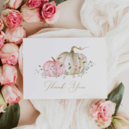 秋ピンクパンプキンガールベビーシャワーサンキューカード サンキューカード